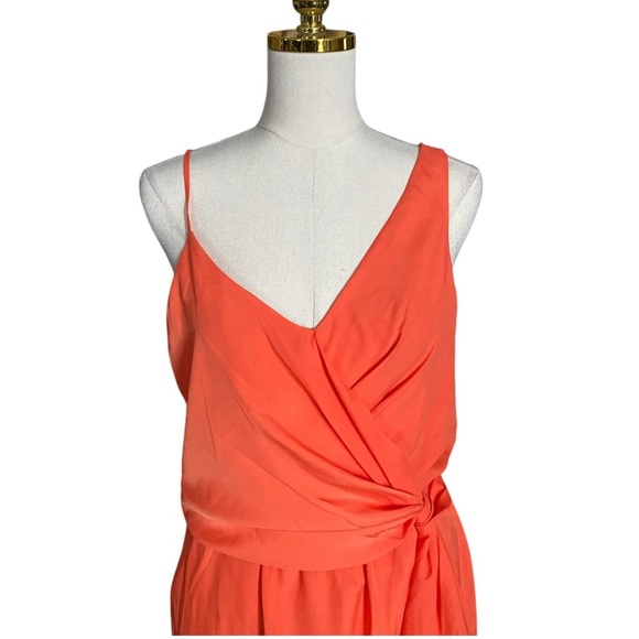 BOSTON PROPER  Coral Tie Front Sleeveless V-Neck Cocktail Party Mini Dress Sz 4 - Picture 5 of 9
